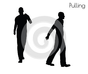 EPS 10 vector illustration of man in Pulling Action pose on white background