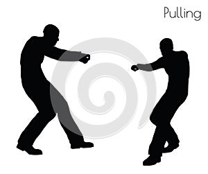 EPS 10 vector illustration of man in Pulling Action pose on white background