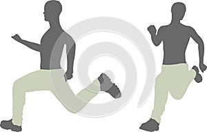 EPS 10 vector illustration of a man silhouette in run escape pose