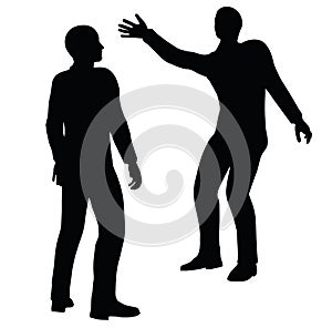 EPS 10 Vector illustration in silhouette of businessman slap