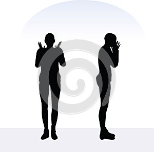 EPS 10 vector illustration of woman in angry pose on white background