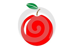 EPS 10 vector. Red apple logotype or icon with green leaf. Simple modern style.