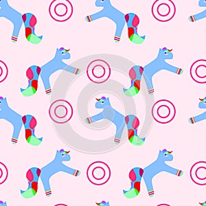 EPS 10 vector. Seamless pattern with cute kawaii rainbow pony.