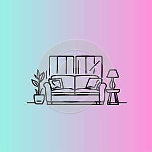 Minimal Sofa and Living Space Illustration for Interior and Home Branding