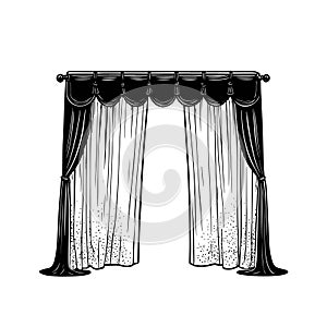 Modern Curtain Vector Icon Minimal Design