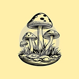 Mushroom Silhouette Vector Icon Minimal Style