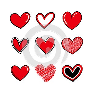 Flat Heart Collection for Creative and Romantic Design Projects