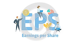 EPS, Earning Per Share. Concept with keywords, letters and icons. Flat vector illustration. Isolated on white background