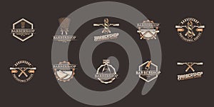 Set of vintage barber shop badges and emblems