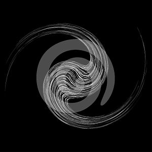 Cycle design element with contort, spin effect. Abstract swerve circlet spiral photo