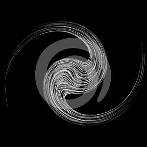 Cycle design element with contort, spin effect. Abstract swerve circlet spiral photo