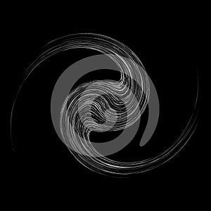 Cycle design element with contort, spin effect. Abstract swerve circlet spiral photo