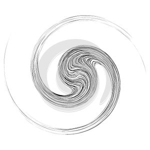 Cycle design element with contort, spin effect. Abstract swerve circlet spiral photo