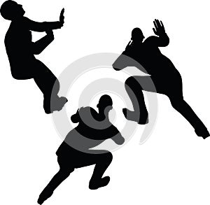 EPS 10 Vector illustration in silhouette of businessman spider wall