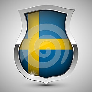 EPS10 Vector Patriotic shield with flag of Sweden