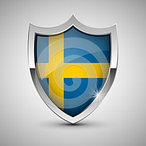 EPS10 Vector Patriotic shield with flag of Sweden