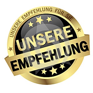 Button with Banner our recommendation (in german