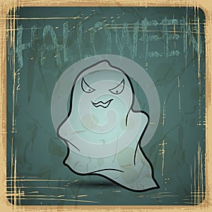 EPS10 vintage grunge old card. Halloween ghost