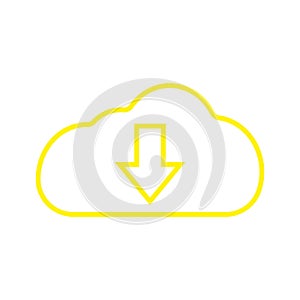 eps10 yellow vector download or cloud line icon