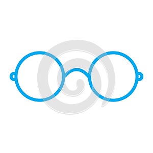 eps10 vector illustration of a blue eyeglasses line icon