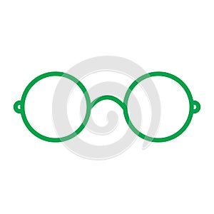 eps10 vector illustration of a green eyeglasses line icon