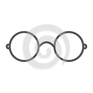 eps10 vector illustration of a grey eyeglasses line icon