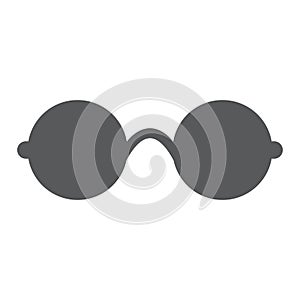 eps10 vector illustration of a grey eyeglasses solid icon