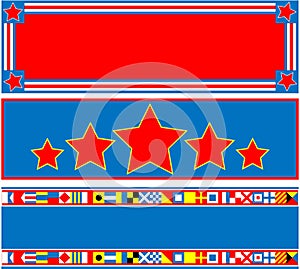 EPS8 Vector 3 Red White Blue Banners with Copy Spa