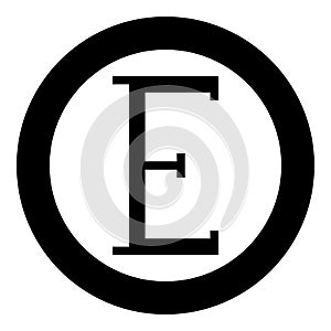 Epsilon greek symbol capital letter uppercase font icon in circle round black color vector illustration flat style image