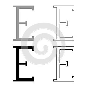 Epsilon greek symbol capital letter uppercase font icon outline set black grey color vector illustration flat style image