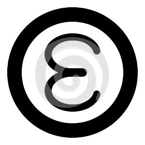 Epsilon greek symbol small letter lowercase font icon in circle round black color vector illustration flat style image