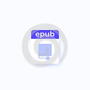 epub file icon, e-book format vector