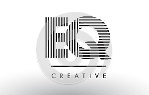 EQ E Q Black and White Lines Letter Logo Design.