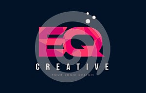 EQ E Q Letter Logo with Purple Low Poly Pink Triangles Concept