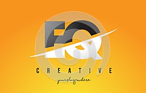 EQ E Q Letter Modern Logo Design with Yellow Background and Swoosh. photo