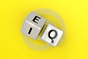 EQ and IQ block on yellow background photo