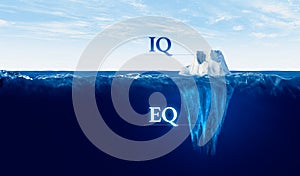 EQ versus IQ concept with iceberg