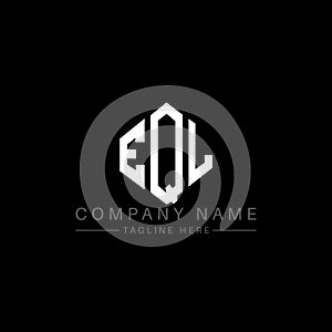 EQL letter logo design with polygon shape. EQL polygon and cube shape logo design. EQL hexagon vector logo template white and