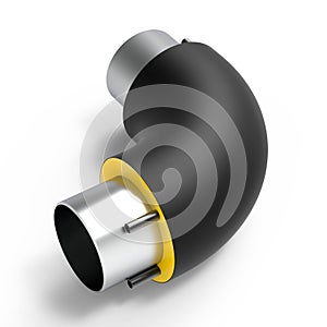 Equal elbow fitting with thermal insulation and two heat traces