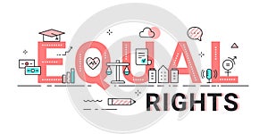 Equal Rights Sign Vector Illustration. Human Rights, Equality in Society Concept