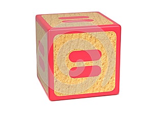 Equal Sign - Childrens Alphabet Block. photo