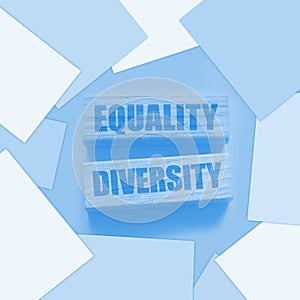 Equality diversity words written on wood blocks. ETolerance inclusion social and business concept photo