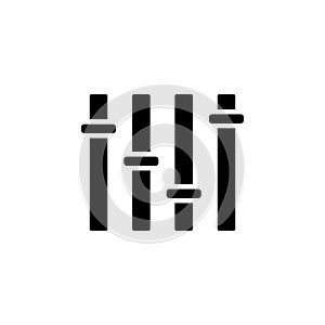 Equalizer, Music Volume Mixer Solid Flat Vector Icon Isolated on White Background