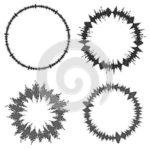 Equalizer ring. Round audio chart set. Music beat bar isolated on white. Collection of electronic abstract element of sound volume