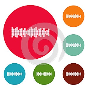 Equalizer sound icons circle set vector