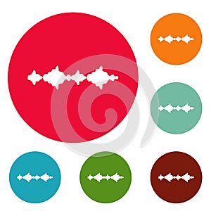 Equalizer sound radio icons circle set vector