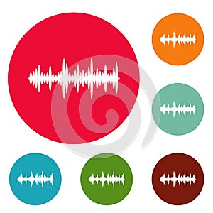 Equalizer tune icons circle set vector
