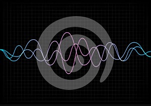 Equalizer vector illustration. Abstract wave icon set for music and sound. Pulsation color wavy motion lines on black
