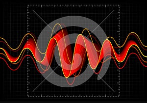 Equalizer vector illustration. Abstract wave icon set for music and sound. Pulsation color wavy motion lines on black photo