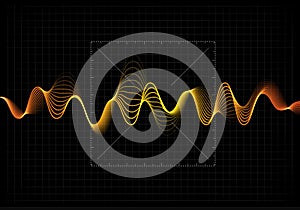 Equalizer vector illustration. Abstract wave icon set for music and sound. Pulsation color wavy motion lines on black